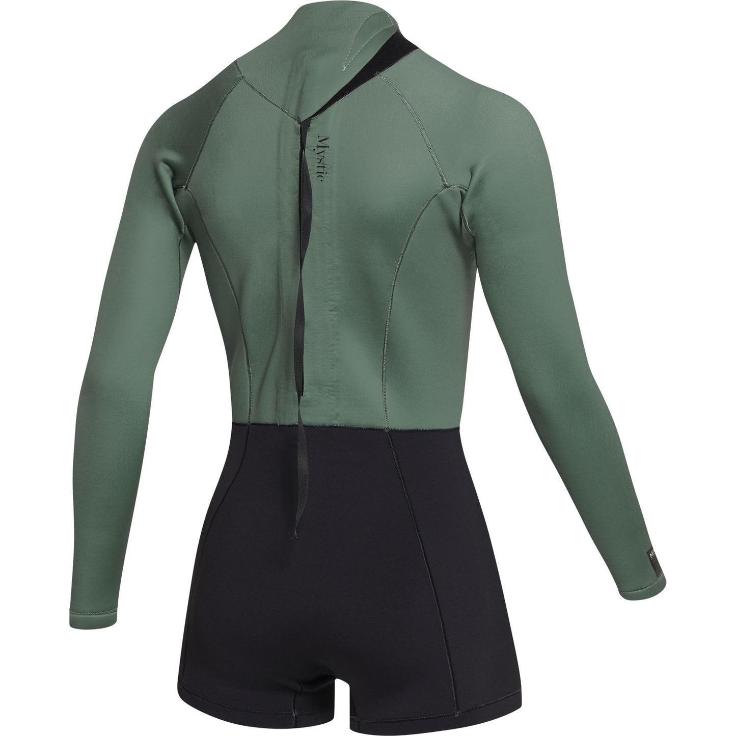 Mystic Womens Lunar 2/2mm Back-Zip Longarm Shorty Wetsuit - Olive
