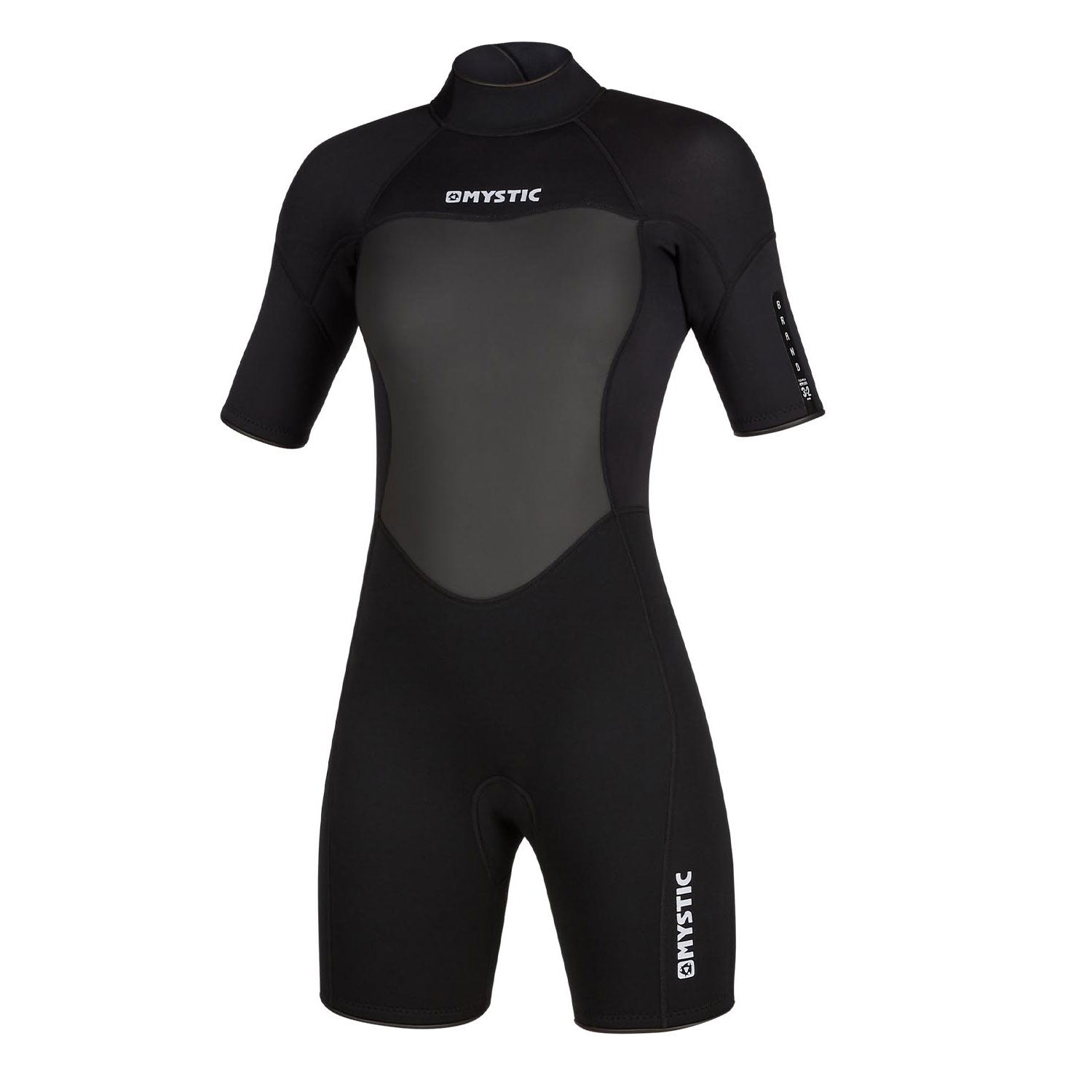  Mystic Womens Brand 3/2mm Back-Zip Flatlock Shorty Wetsuit - Black