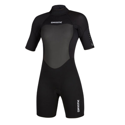  Mystic Womens Brand 3/2mm Back-Zip Flatlock Shorty Wetsuit - Black