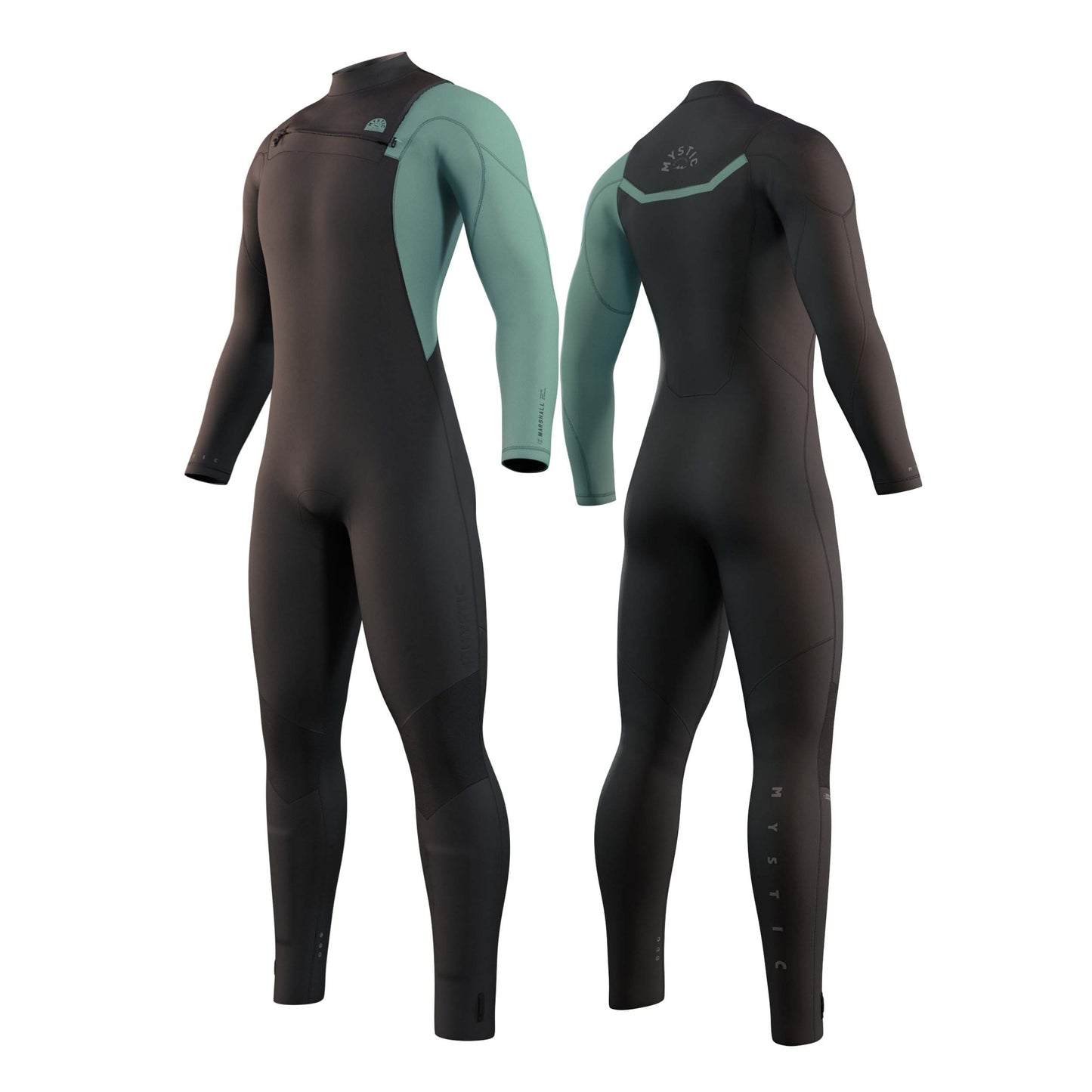  Mystic MARSHALL 4/3 GBS Front Zip Wetsuit - Black/green