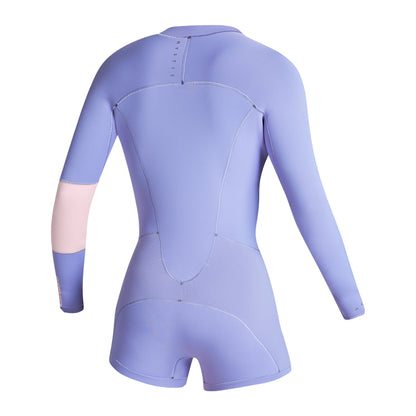  Mystic Womens Lunar 2/2mm Front-Zip Longarm Shorty Wetsuit - Pastel Lilac