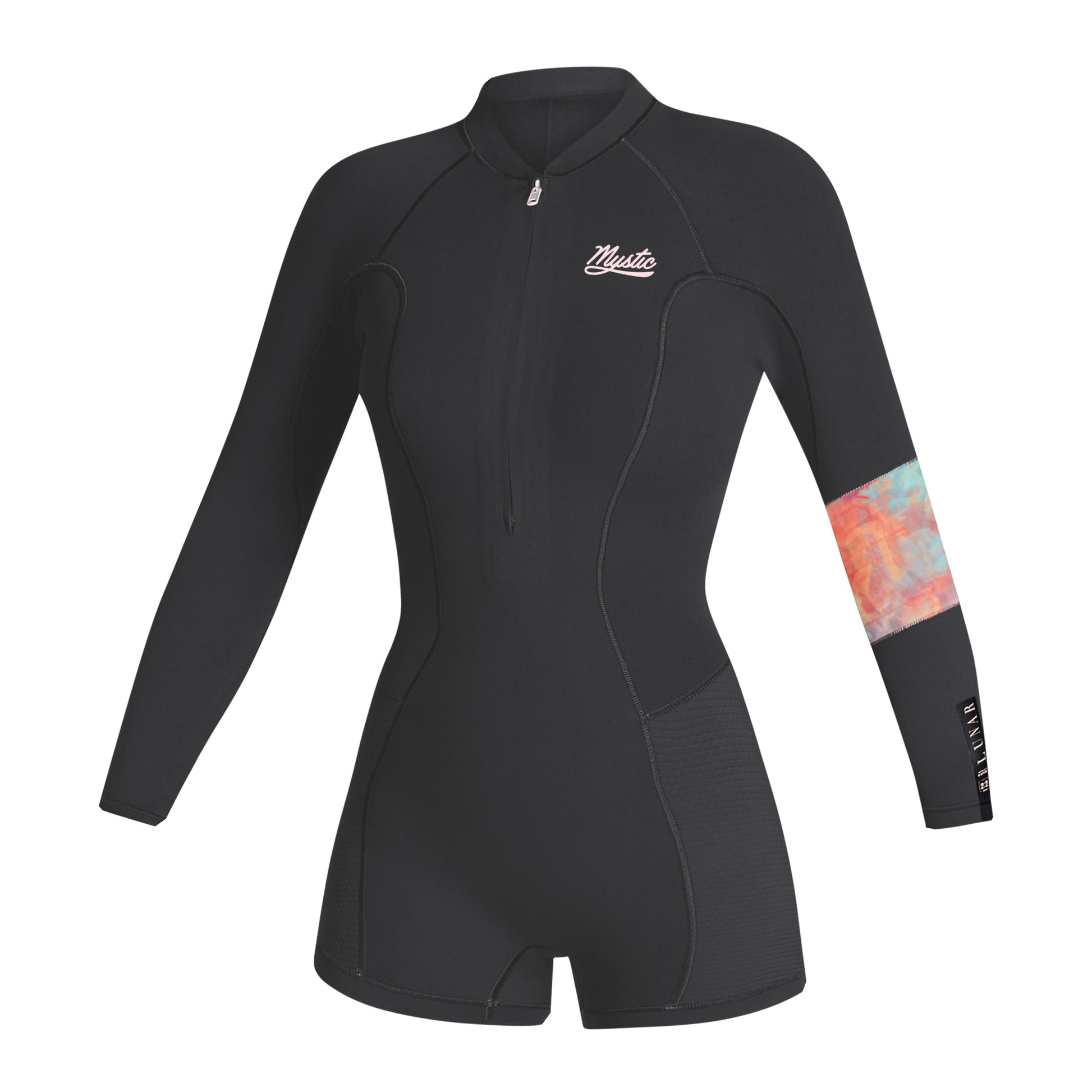  Mystic Womens Lunar 2/2mm Front-Zip Longarm Shorty Wetsuit - Dark Grey
