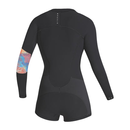  Mystic Womens Lunar 2/2mm Front-Zip Longarm Shorty Wetsuit - Dark Grey