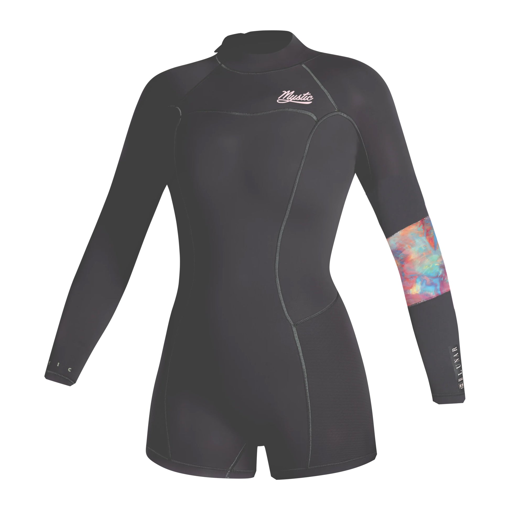  Mystic Womens Lunar 2/2mm Back-Zip Longarm Shorty Wetsuit - Dark Grey