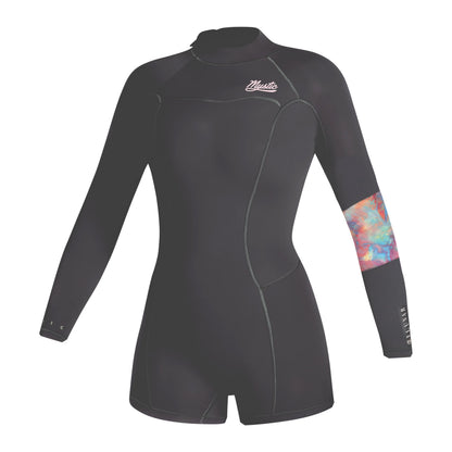  Mystic Womens Lunar 2/2mm Back-Zip Longarm Shorty Wetsuit - Dark Grey