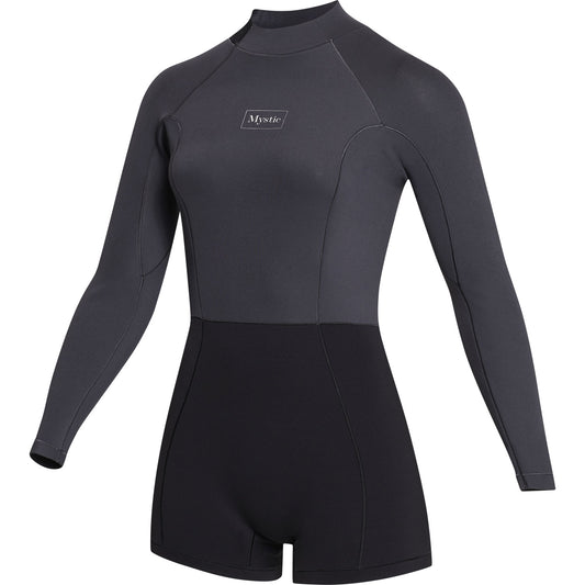  Mystic Womens Lunar 2/2mm Back-Zip Longarm Shorty Wetsuit - Black