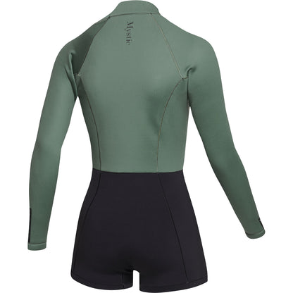  Mystic Womens Lunar 2/2mm Front-Zip Longarm Shorty Wetsuit - Olive