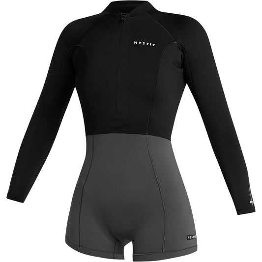  Mystic Womens Lunar 2/2mm Front-Zip Longarm Shorty Wetsuit - Black