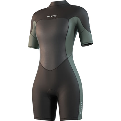  Mystic Womens Brand 3/2mm Back-Zip Shortty Wetsuit - Dark Olive