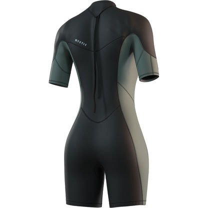  Mystic Womens Brand 3/2mm Back-Zip Shortty Wetsuit - Dark Olive