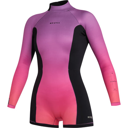  Mystic Womens Lunar BK 2/2mm Back-Zip Longarm Shorty Wetsuit - Coral 240113