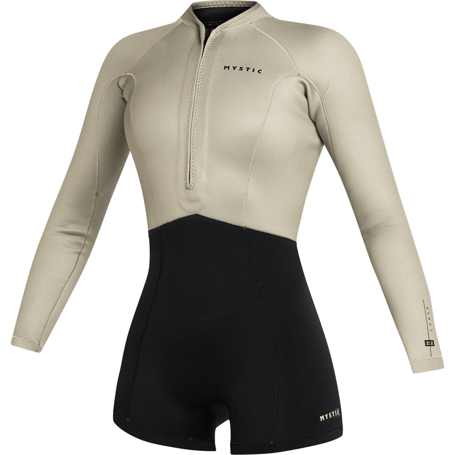 Mystic Womens Lunar 2/2mm Front-Zip Longarm Shorty Wetsuit - Dirty White