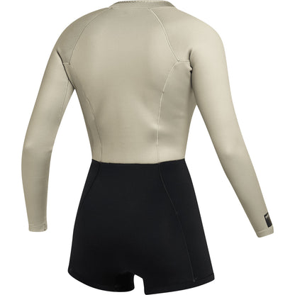  Mystic Womens Lunar 2/2mm Front-Zip Longarm Shorty Wetsuit - Dirty White