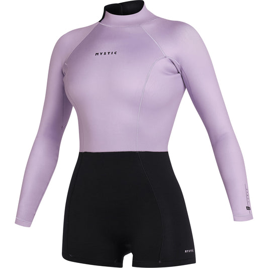  Mystic Womens Lunar 2/2mm Back-Zip Longarm Shorty Wetsuit - Pink/Purple