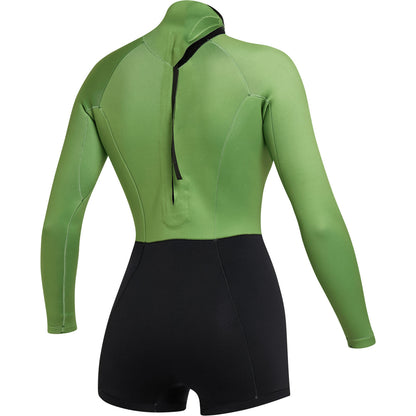  Mystic Womens Lunar 2/2mm Back-Zip Longarm Shorty Wetsuit - Soft Green