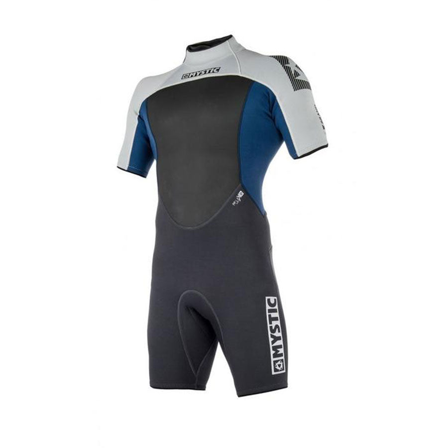  Mystic Brand 3/2mm Back-Zip Flatlock Shorty Wetsuit - Navy